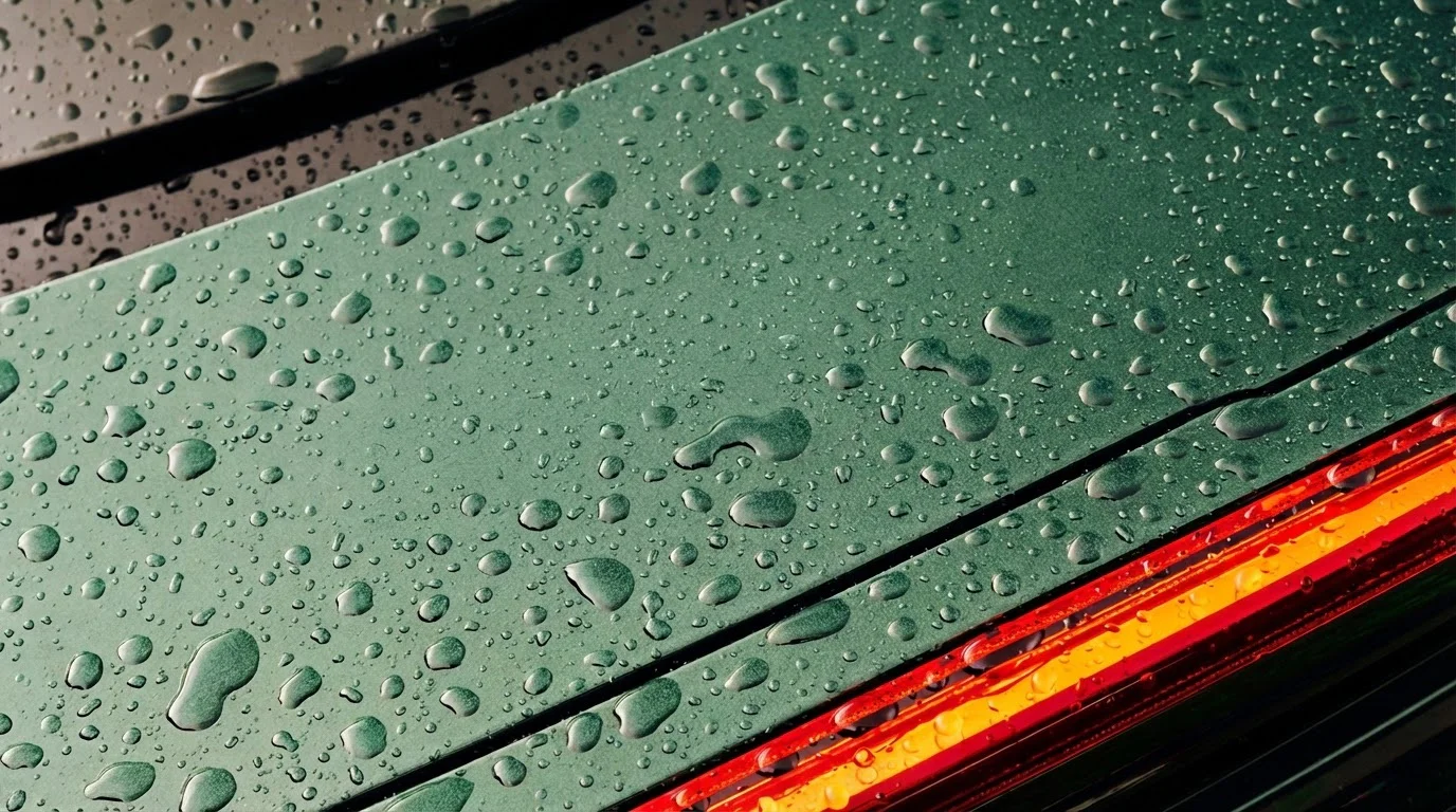Hydrophobic water beading on ceramic-coated paint